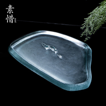 Suxi Lake Gushan Tianqing glass dry bubble plate Chinese style Zen tea plate high-end inkstone Kung Fu tea set