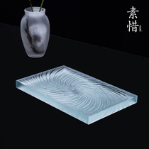 Su Xi Tianqing glass Ju Cai dry bubble tray Light luxury household vortex drainage creative rectangular tea tray