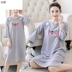 . Mùa xuân trăng mặc cotton womens thai váy ngủ dài tay áo womens thai đồ ngủ thai sản cho con bú cho con bú ra chiếc váy. 