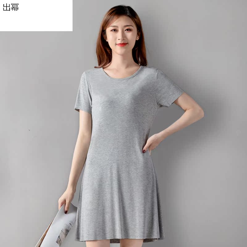 Undesamed Modale womens ngắn tay váy đáy trong một kích thước dài alse lớn lỏng mỏng váy pajama váy nhà váy.