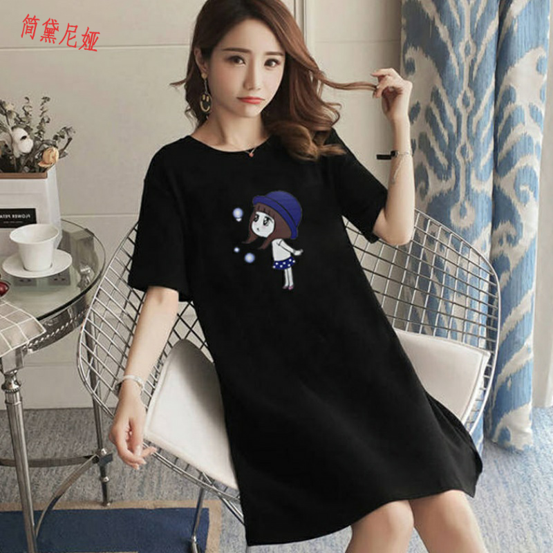 Mùa hè Hàn Quốc phiên bản của sinh viên loose-fitting bộ đồ ngủ cô gái mùa hè tay áo ngắn trong một bộ đồ ngủ lớn mã tươi có thể phim hoạt hình mòn.