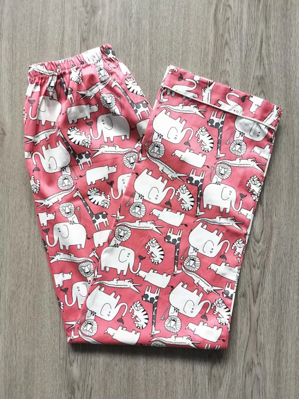 Mùa xuân, mùa thu và mùa hè quần pyjama mỏng quần pyjama cotton lỏng lẻo phim hoạt hình điều hòa nhiệt độ quần ở nhà dệt quần phụ nữ - Quần tây