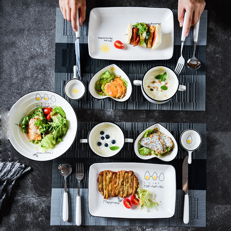 Nordic Ins Minimalist Western-Style Dinnerware Set, Creative Household Breakfast Plate, Steak Knife and Fork Set