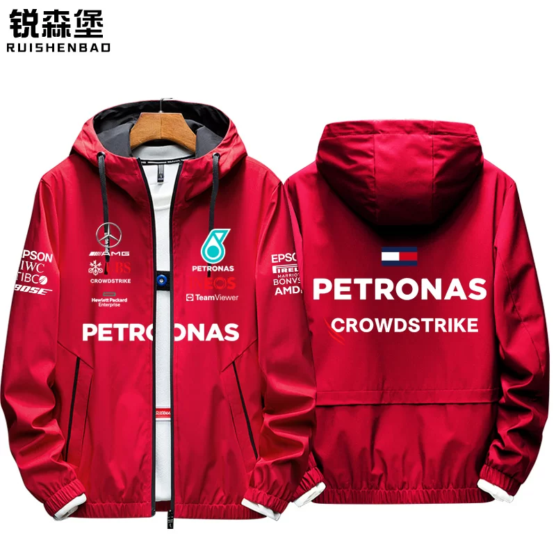 Куртка реплика команды Mercedes AMG Horse Oil F1 Team Racing осень и зима, мужская, тонкий флис, тренировки