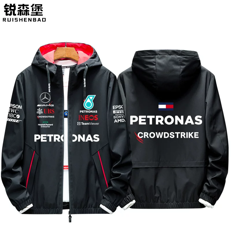 Куртка реплика команды Mercedes AMG Horse Oil F1 Team Racing осень и зима, мужская, тонкий флис, тренировки