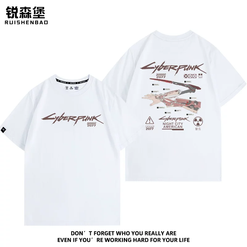 Siber 2077DLC's previous shadow V Visa Pyremoral Mantis Knife Game Summer Men's Cotton Short Sleeve T -shirt