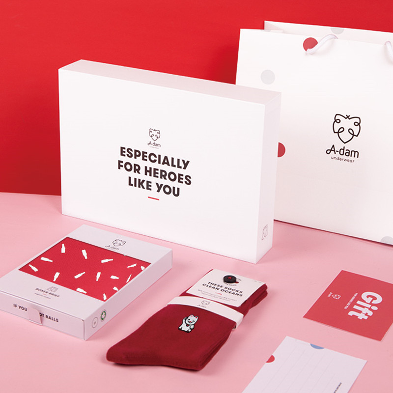 Adam brand gift box, gift bag, greeting card, suitable for 2 pairs of underwear and socks, single shot does not send out