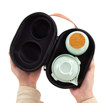 Comedian Car Celadon Kung Fu tea set Household simple modern tea cup Teapot travel Ding kiln pot Living room