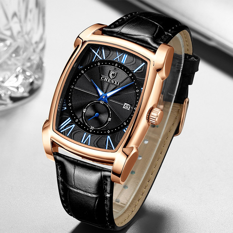 CHENXI Fashion Square Quartz Watch Minimalist Business Men's Bucket Watch Men's Atmospheric Casual Student Men's Watch