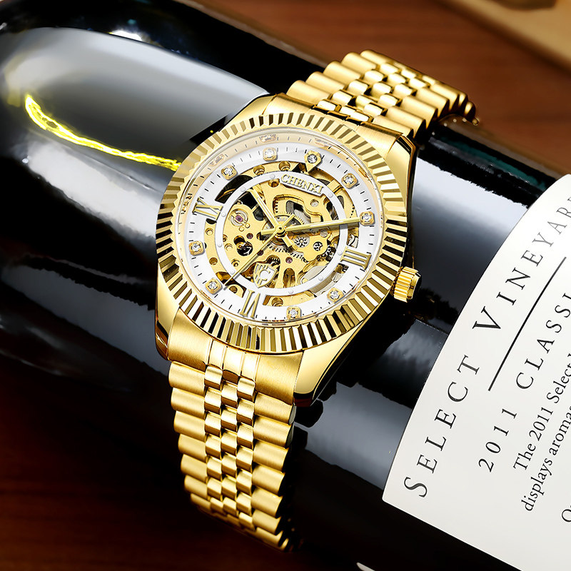 Watch men's double-sided hollow automatic mechanical watch men's new business casual personality trend steel belt men's watch