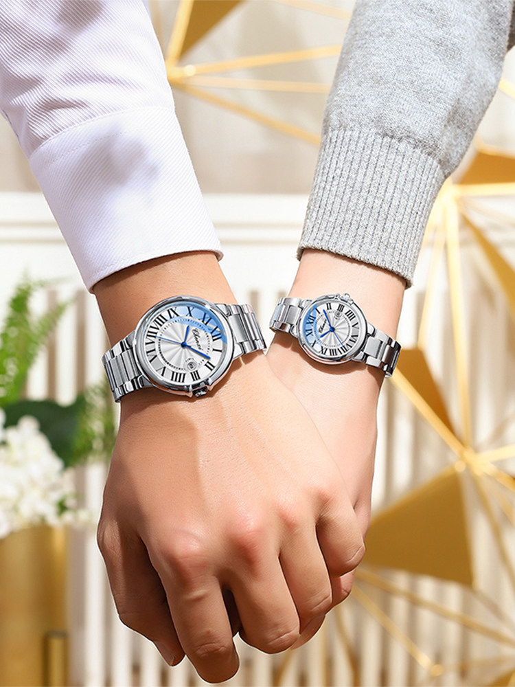 Relojes de pareja elegantes impermeables con números romanos_voghion.com