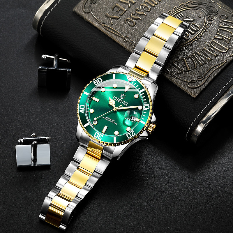 New simple watch men's automatic mechanical watch men's large dial luminous waterproof student steel belt casual men's watch