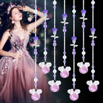 Crystal bead curtain living room aisle decorative curtain partition hanging curtain bedroom toilet feng shui door curtain free of punching holes