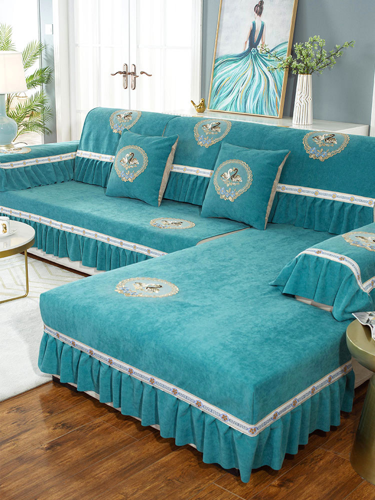 Four seasons of general Chenier sofa mat anti-slip high-end cushion thickness Nordic simple light luxury cover full cover