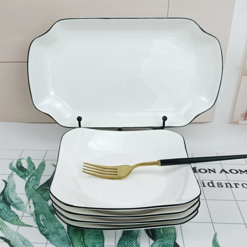 Plate Nordic Family Plate Combination Set Home 7 "8 Plate Square Plate Subnet Red Tableware Creative