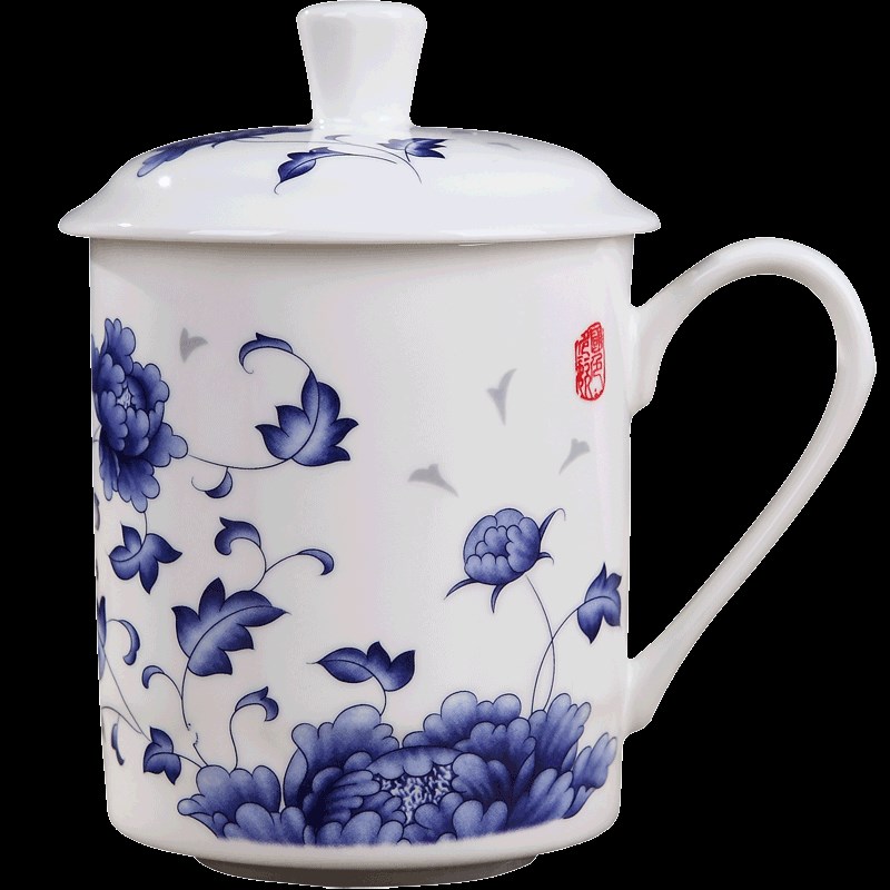 The old man home old elder masters cup blue and white porcelain cup glass ceramic gifts office cup ipads porcelain cup