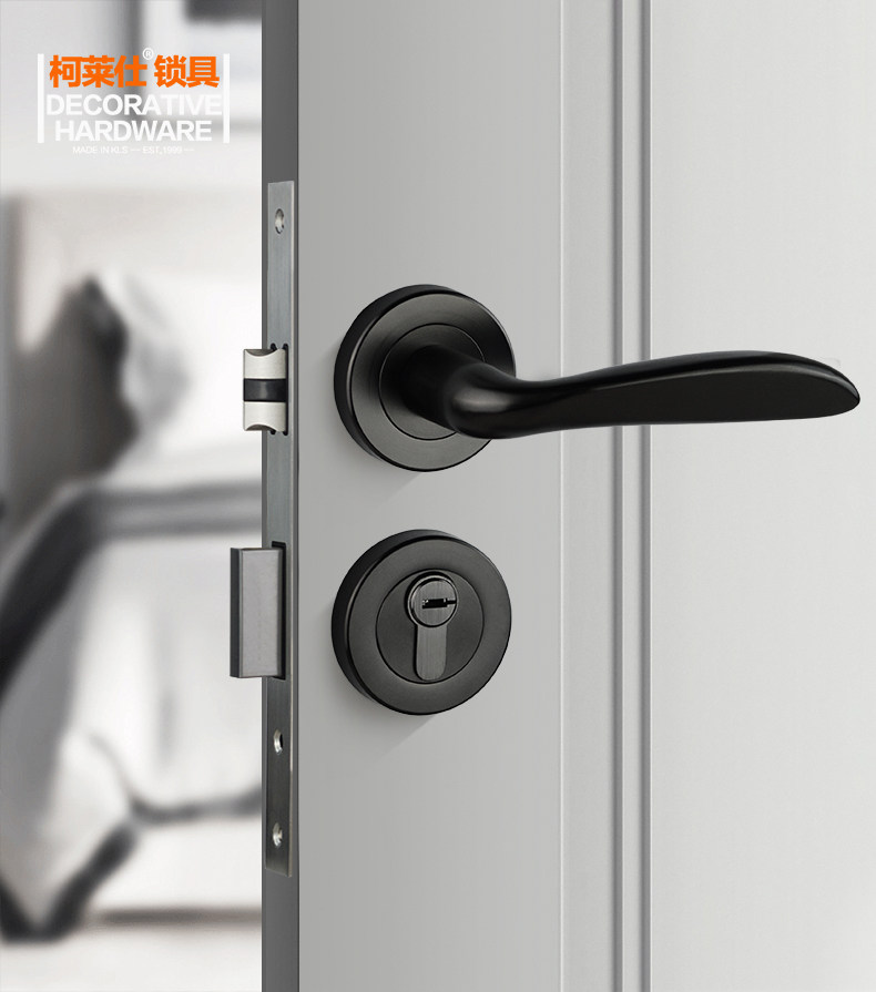 Colessee KLS 304 stainless steel indoor bedroom lock three sets American two-style lock black room door lock VH-02