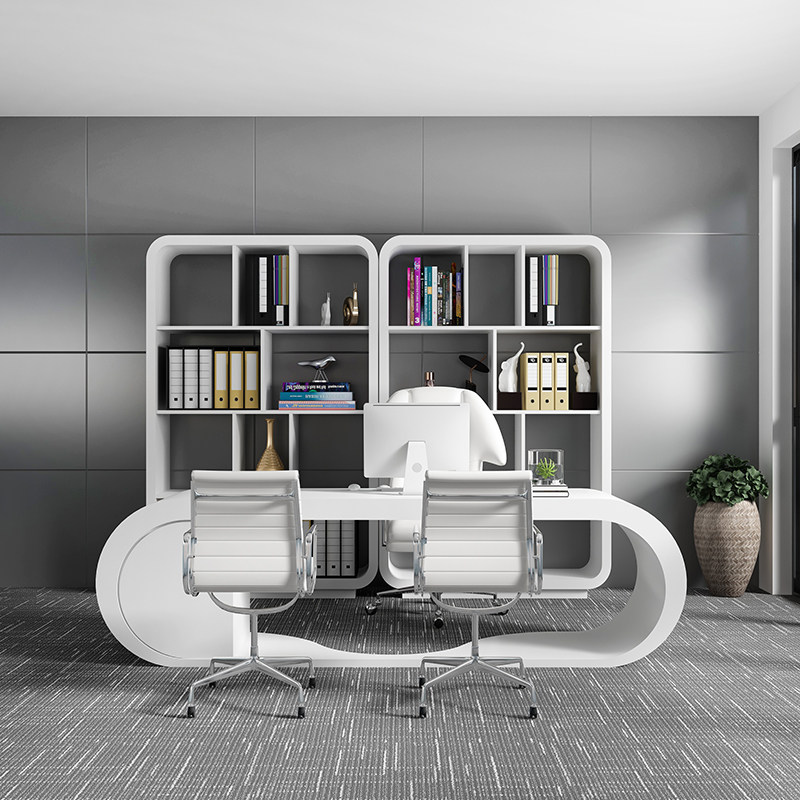 Creative White Baking Varnish Boss Table Big Bandae Fashion President Table Manager Table Manager Table Medical Advice Desk