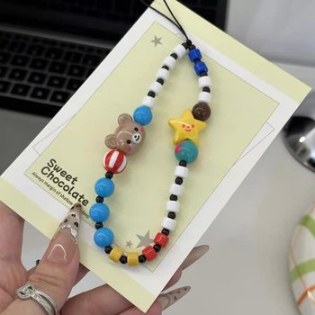 Mobile phone case lanyard chain hanging ring hanging chain creative girl ins style accessories beaded diy bracelet patch pendant