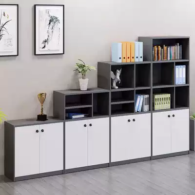 Office storage cabinet floor filing cabinet multi-grid wooden data Short cabinet bookcase with door rack simple modern