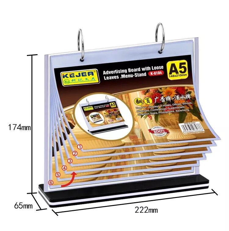 Acrylic flip table card A4 paper flip up and down loose-leaf indoor advertising display card Product introduction Vertical