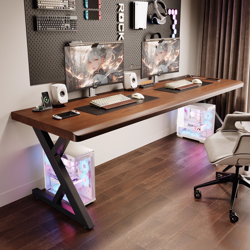 Mumu Mart Can Be Equipped with a Mechanical Arm, Solid Wood Gaming Desk, Two-Person Computer Desk, Desktop Bedroom Home Desk, Workbench Mumu Mart Can Be Equipped with a Mechanical Arm, Solid Wood Gaming Desk, Two-Person Computer Desk, Desktop Bedroom Home Desk, Workbench