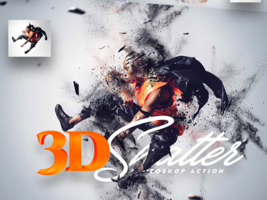 ps动作-20多组水墨风格，3D破碎效果，燃烧效果，雕像效果等ps动作合集套装