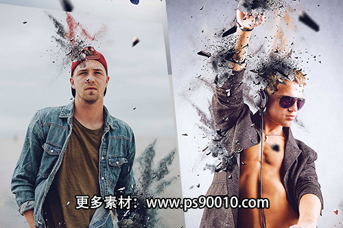 ps动作-20多组水墨风格，3D破碎效果，燃烧效果，雕像效果等ps动作合集套装