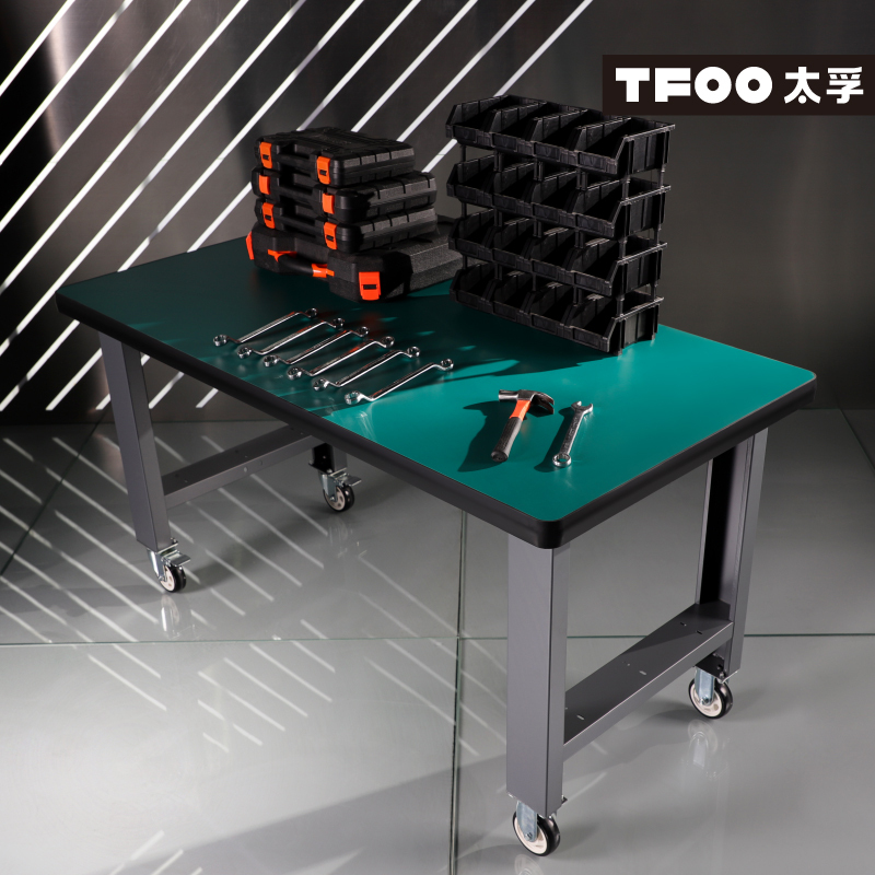 Taifu Wheeled Anti-Static Workbench, Movable Heavy-Duty Workbench, Mobile Workstation Table for Assembly Workshop