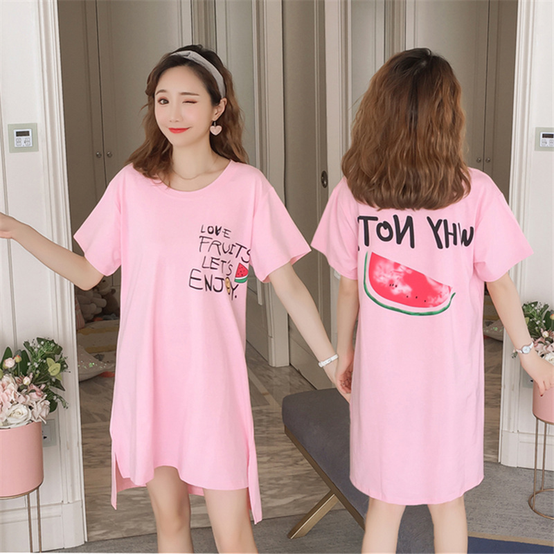 . Teen chiếc váy mùa hè đồ ngủ ngắn tay mùa xuân sinh viên mỏng ngọt ngào dễ thương lỏng lẻo có thể mặc bộ đồ ngủ bên ngoài nhà.