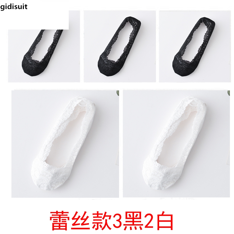 5 cặp vớ phụ nữ ren thuyền vớ cạn đáy miệng vớ vô hình silicone trượt mùa hè vớ mỏng mùa hè.