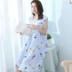 Mùa hè Hàn Quốc phiên bản của mùa hè cotton lụa đồ ngủ womens váy dài tăng kích thước của tay mùa hè lụa nhân tạo nhà quần áo. 