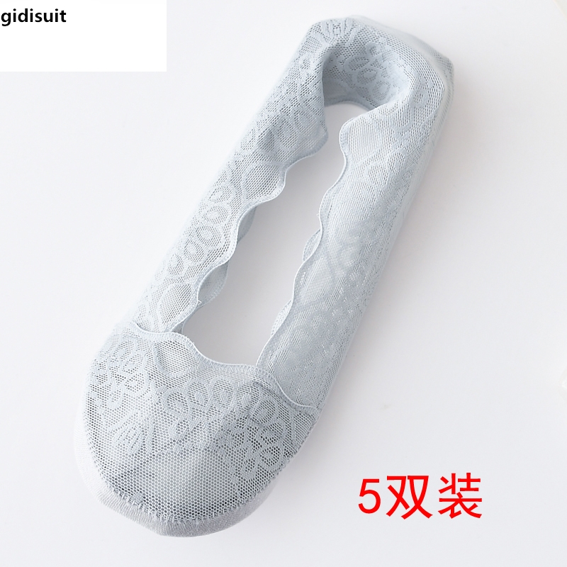 5 cặp vớ phụ nữ ren thuyền vớ cạn đáy miệng vớ vô hình silicone trượt mùa hè vớ mỏng mùa hè.