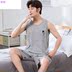 quần short vest không tay bông đồ ngủ mens mùa hè mens quần áo nhà mùa xuân và mùa hè bộ mùa hè cộng với mã bông mỏng. 