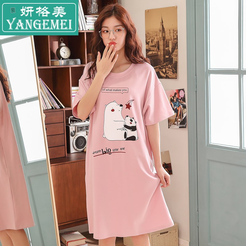 Pajama phụ nữ bông mùa hè Hàn Quốc phiên bản của bộ đồ ngủ sinh viên tươi nữ lỏng lẻo có thể mặc womens thai nhà quần áo váy pajama ngọt ngào.