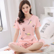 . Pyjama phù hợp ngắn womens mùa hè ngắn tay áo chùng dòng bông lớn phụ nữ kích thước lỏng lẻo có thể mặc quần áo về nhà.