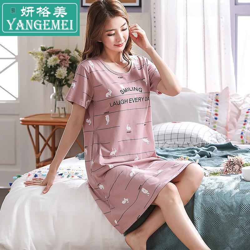 Mẹ jumpsuit nhà rộng nửa tay áo womens ngắn tay womens jumpsuit đồ ngủ lỏng lẻo pound tăng mùa hè.