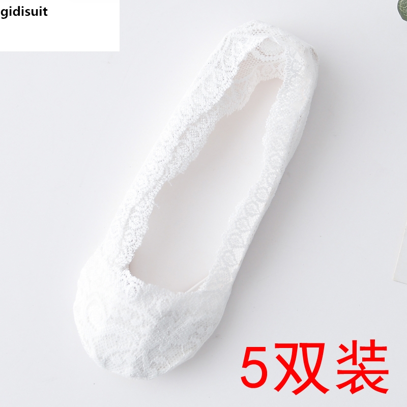 5 cặp vớ phụ nữ ren thuyền vớ cạn đáy miệng vớ vô hình silicone trượt mùa hè vớ mỏng mùa hè.