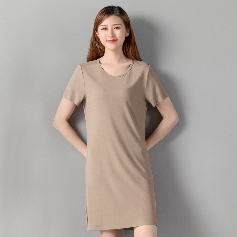 Undesamed Modale womens ngắn tay váy đáy trong một kích thước dài alse lớn lỏng mỏng váy pajama váy nhà váy.