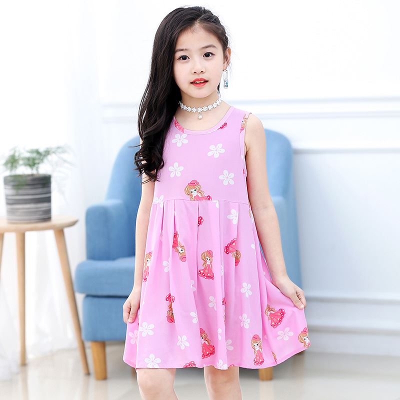 7 nhà skirtth bộ đồ ngủ mỏng lụa 3 bông 86 cô gái nhỏ 9 trẻ em 10 mùa hè pajama symmy váy ngủ 1112 trẻ em 5 tuổi 5 cô gái.