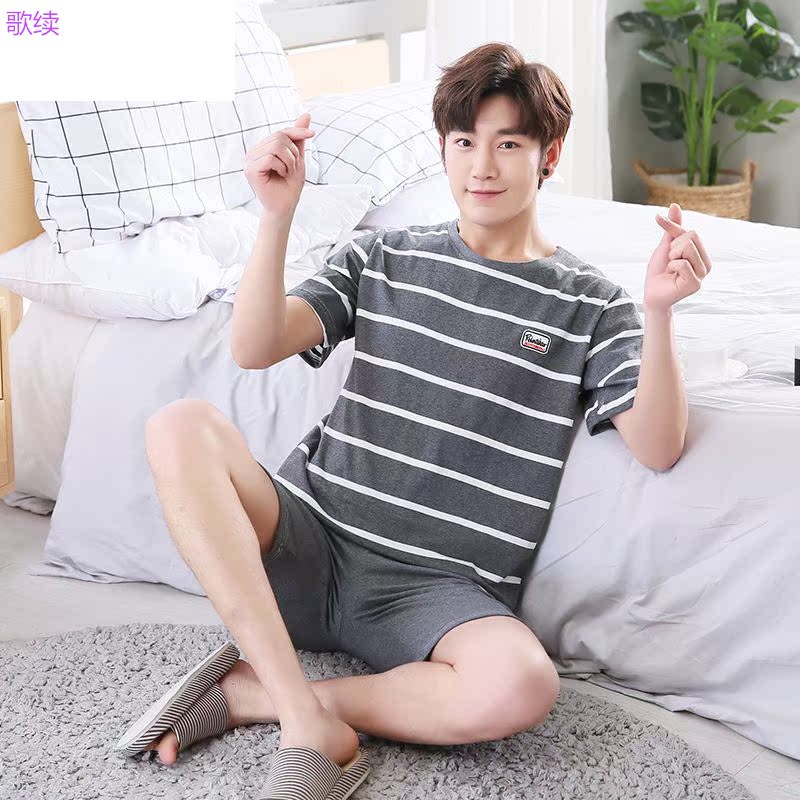 Z.2020 Summer Pyjama bông Mens Summer Mens Casual Quần soóc mùa hè ngắn tay áo Mens Home Mang Set.