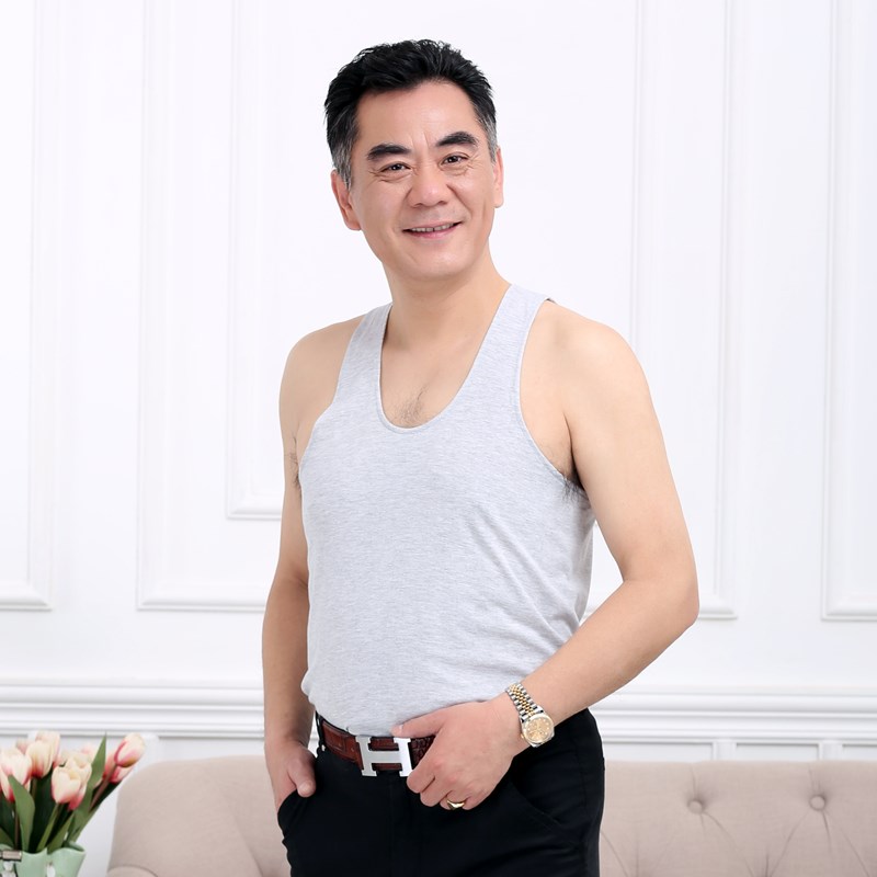 Old-đánh đầu áo trung niên bông trắng vest nam mùa hè cotton T-cổ ngắn tay cỡ lớn lỏng cũ thạc sĩ áo.