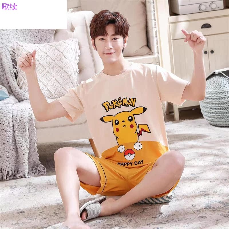 Z.2020 Summer Pyjama bông Mens Summer Mens Casual Quần soóc mùa hè ngắn tay áo Mens Home Mang Set.