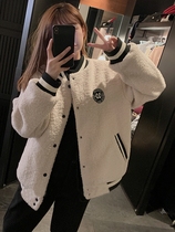 Lamb velvet jacket womens 2022 new autumn and winter student casual all-match plus velvet thickened small fragrance baseball uniform