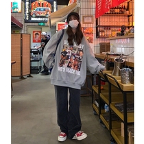 Vintage vintage sweater womens hooded autumn and winter lazy wind loose ins tide brand plus velvet thickened high-quality coat