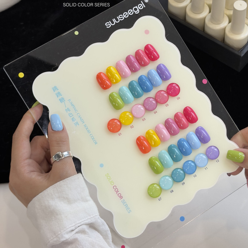 12-Color Popping Candy Macaron Nail Polish Gel Set Dopamine Fluorescent Candy Color Nail Art Opening Set Gel