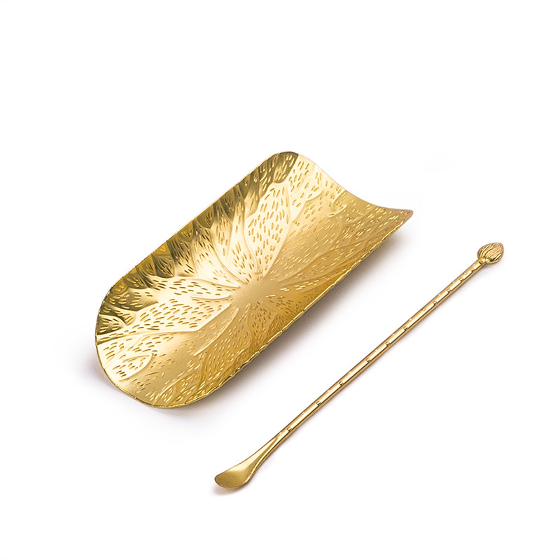 Tea kit with teaspoons teaspoon solid wood tea toolshovel tea isolator stainless steel tea for copper tea pick