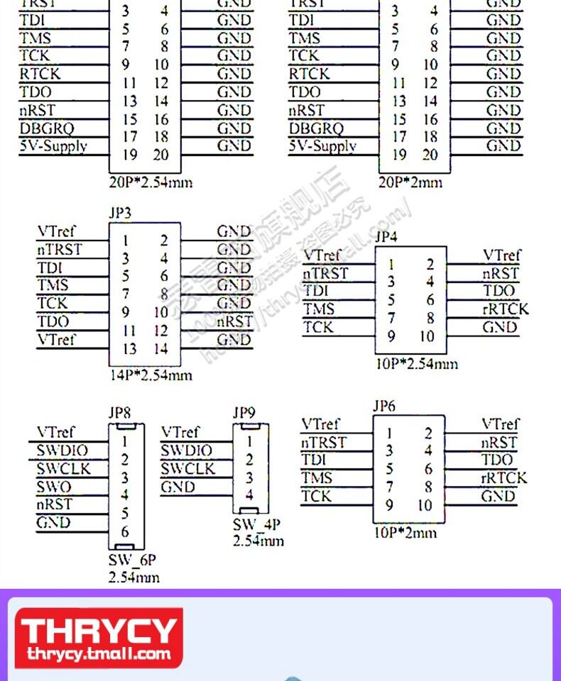 Thrycy JTAG to SWD Adapter Board untuk STM32 J-Link ST-Link V8 V9 2440 6410