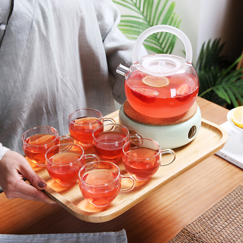Nordic Creative Fruit Teapot Sets Candle Heating Base Whole Set of Afternoon Tea Flowers and Grass Tea Set Glass Raiders