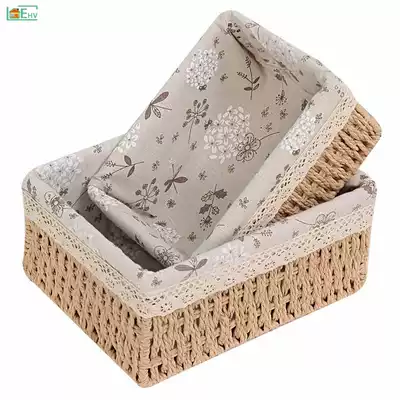 Rattan woven door imitation key bedside basket cute ins dormitory storage door home storage box weaving landing